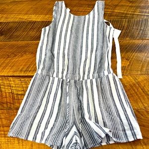 small grey and white crossback romper